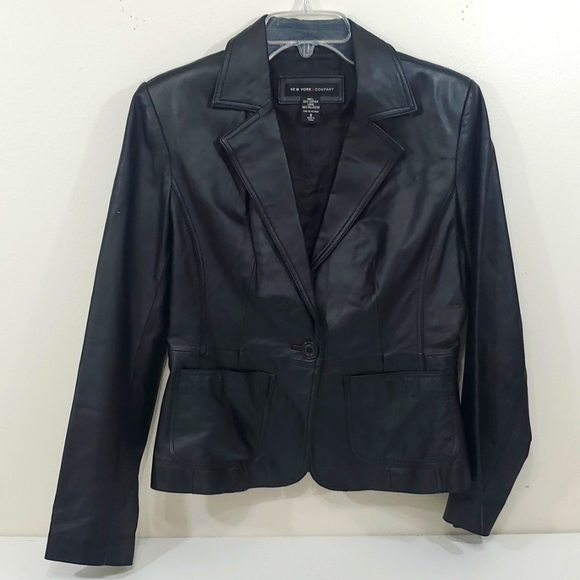 New York & company Black leather jacket size 8 - Picture 1 of 12